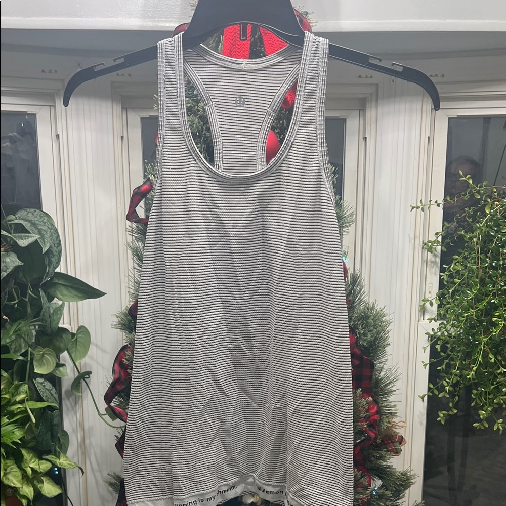lululemon athletica Black and White Striped Tank Top